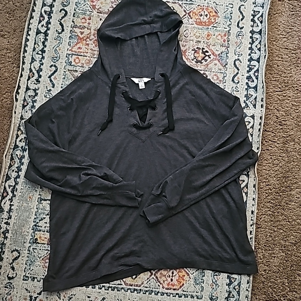 Hooded charcoal gray sweatshirt size Large